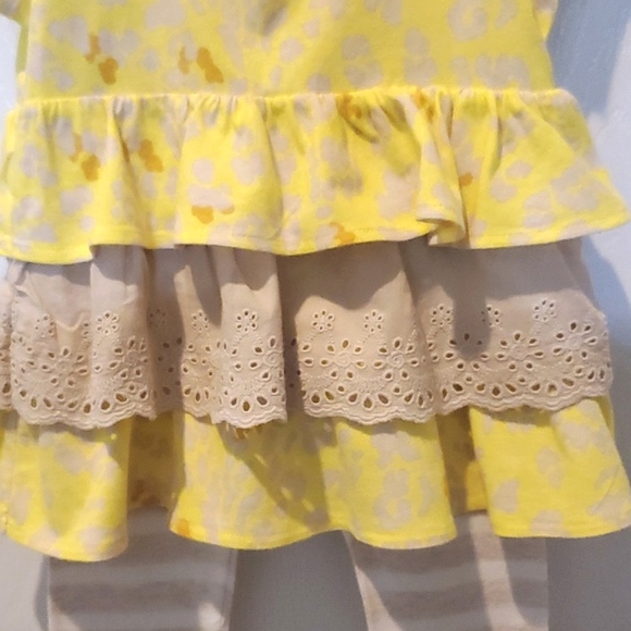 Genuine Kids OshKosh (2) Piece Ruffle Top & Striped Leggings Baby Girl 24 Months - Picture 5 of 9